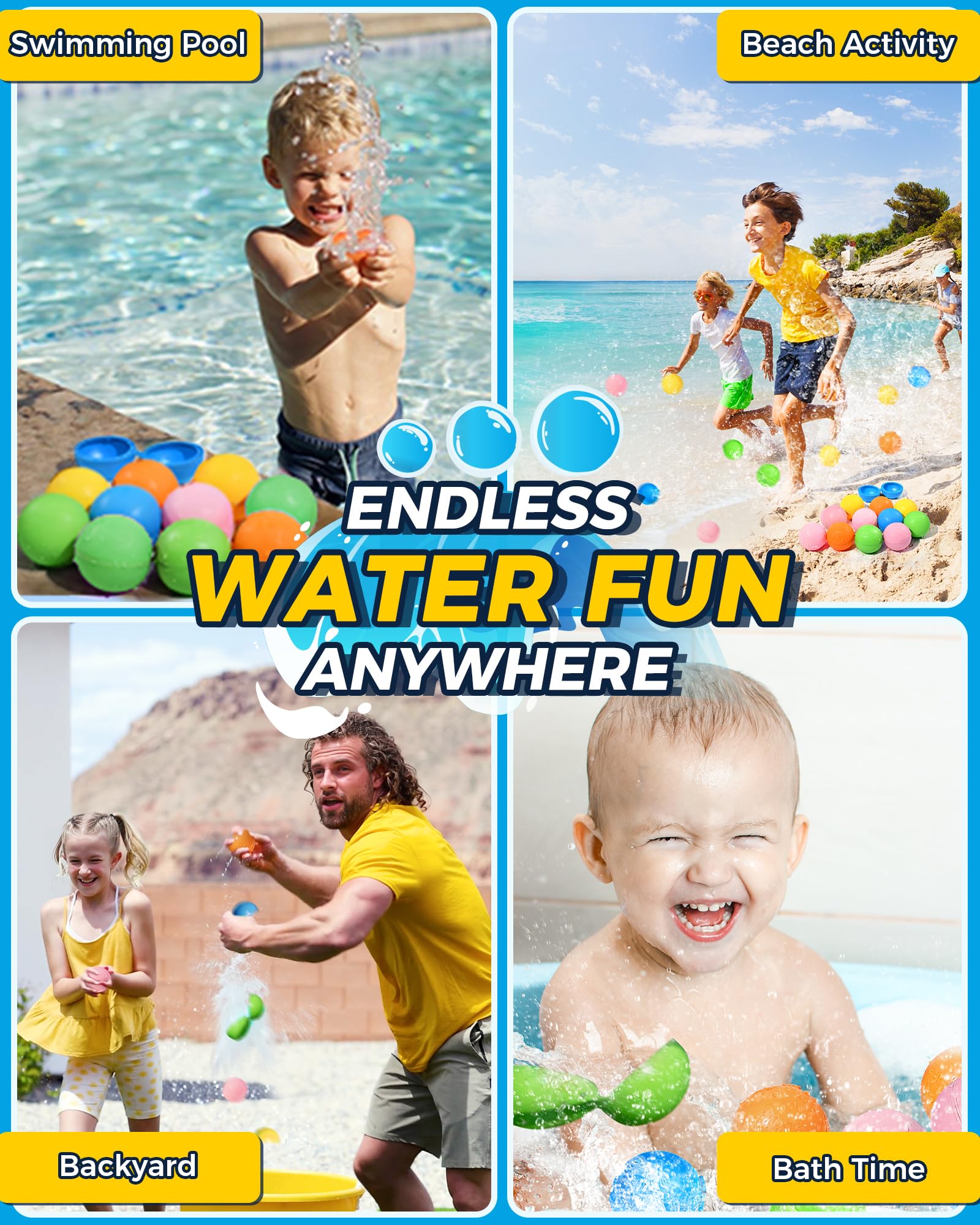 SOPPYCID 18PCS Reusable Magnetic Water Balloons - Self-Sealing Summer Pool Party Toys for Kids & Adults - Fun Outdoor Water Games for Backyard, Beach & BBQ Parties