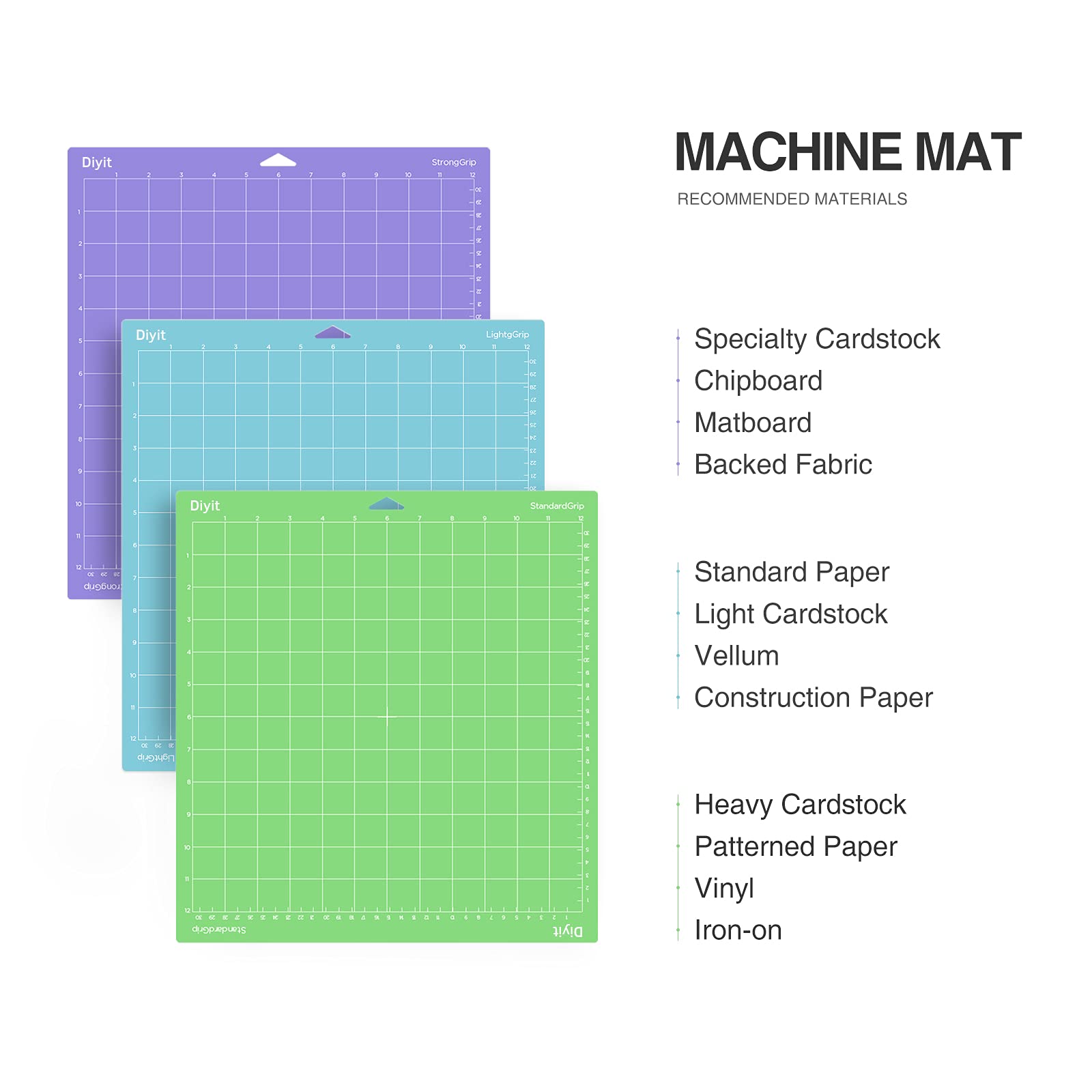 12x12 Self-Healing Cutting Mat Set - 3 Pack for Cricut Maker 3, Maker, Explore 3, Air 2, Air & One (LightGrip/StandardGrip/StrongGrip) - Perfect for DIY Crafts, Scrapbooking & Vinyl Cutting Projects