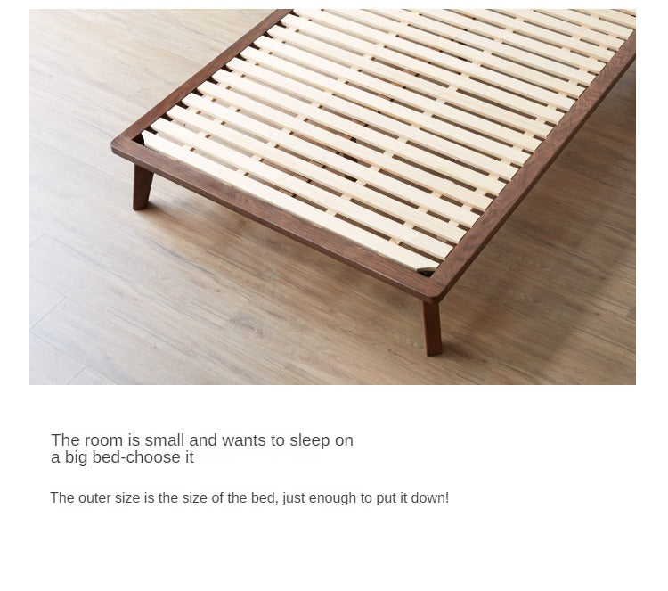 Solid Oak Wood Platform Bed Frame - Queen Size, No Headboard - Modern Minimalist Bedroom Furniture for Small Spaces & Studio Apartments