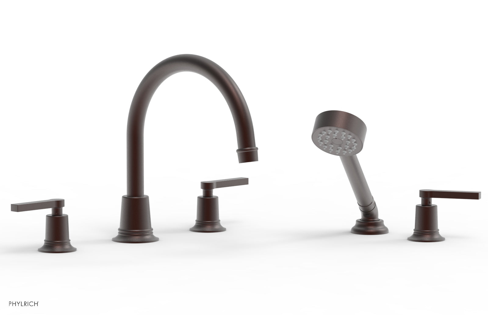 HEX MODERN Deck Mount Tub Faucet Set with Hand Shower and Lever Handles 501-51 - Perfect for Bathroom Renovation and Spa-Like Shower Experience
