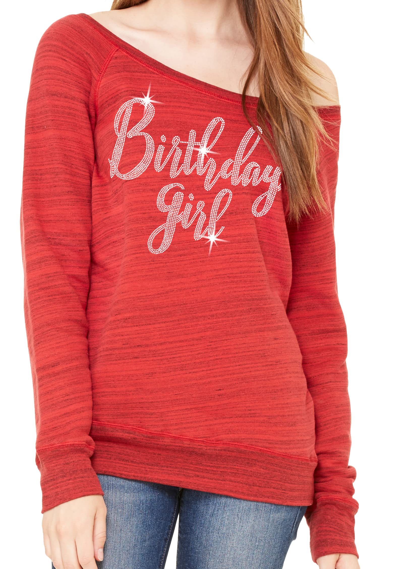 Sparkling Birthday Shirts for Women - Genuine Crystal Rhinestone Long Sleeve Sweater | Perfect Birthday Gift for Her | Ideal for Parties, Celebrations & Special Occasions