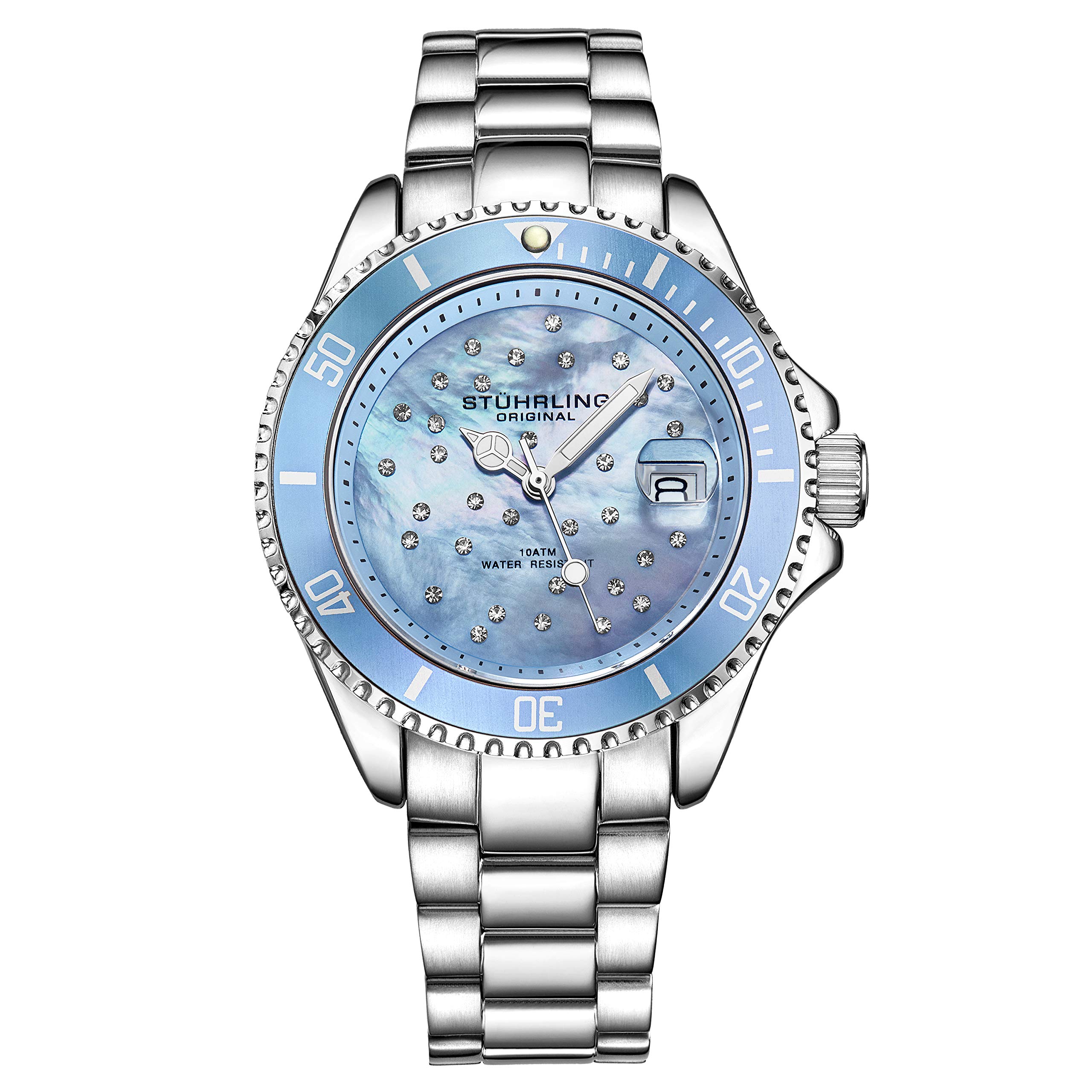 Stuhrling Original Women's Dive Watch - Sporty Stainless Steel Bracelet, Quartz Movement, Analog Dial with Date - Perfect for Swimming, Diving & Everyday Wear - Elegant Dress & Casual Ladies Watch Collection