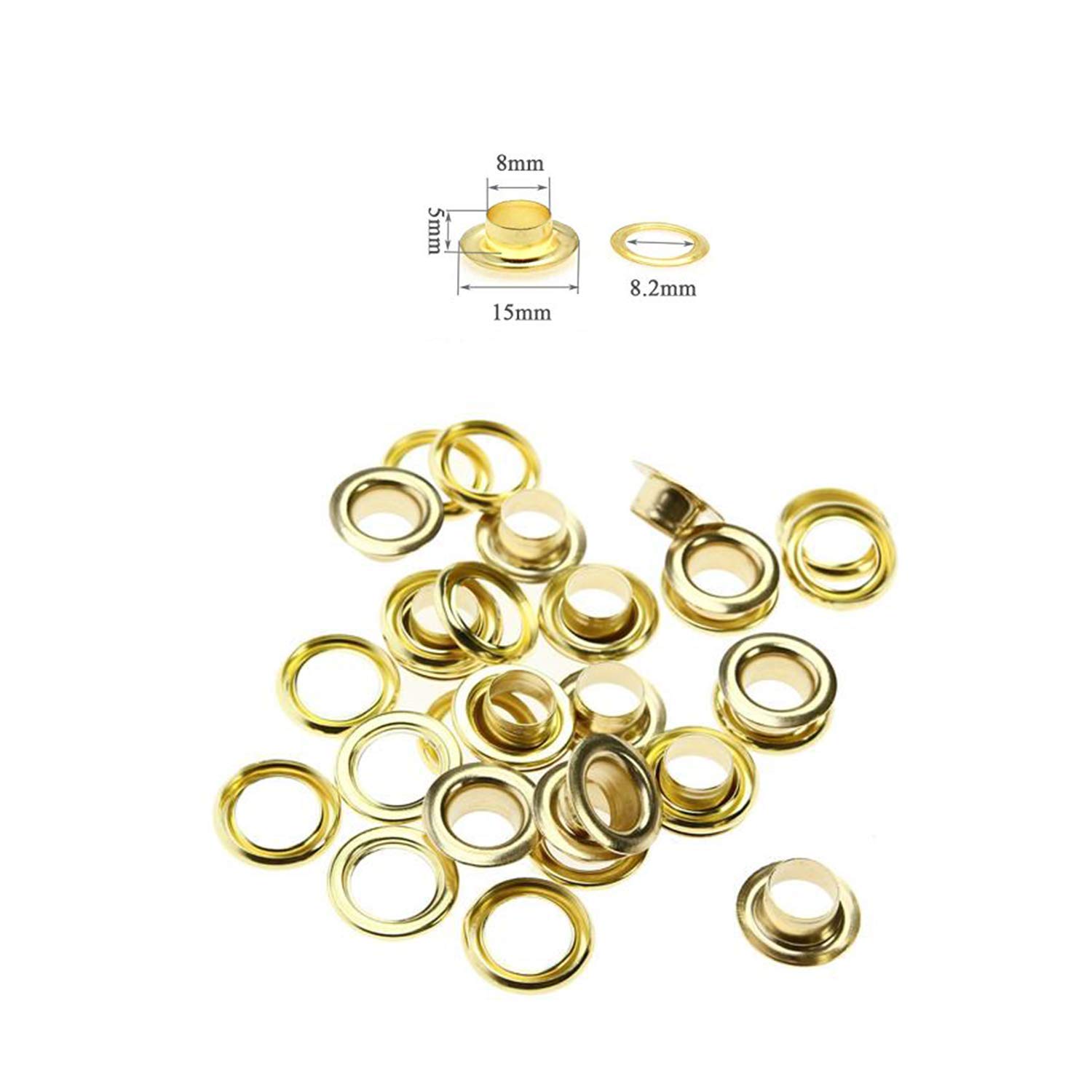 8mm Gun Metal Eyelets - Rust Proof Brass Grommets for Leather Crafts & Clothing