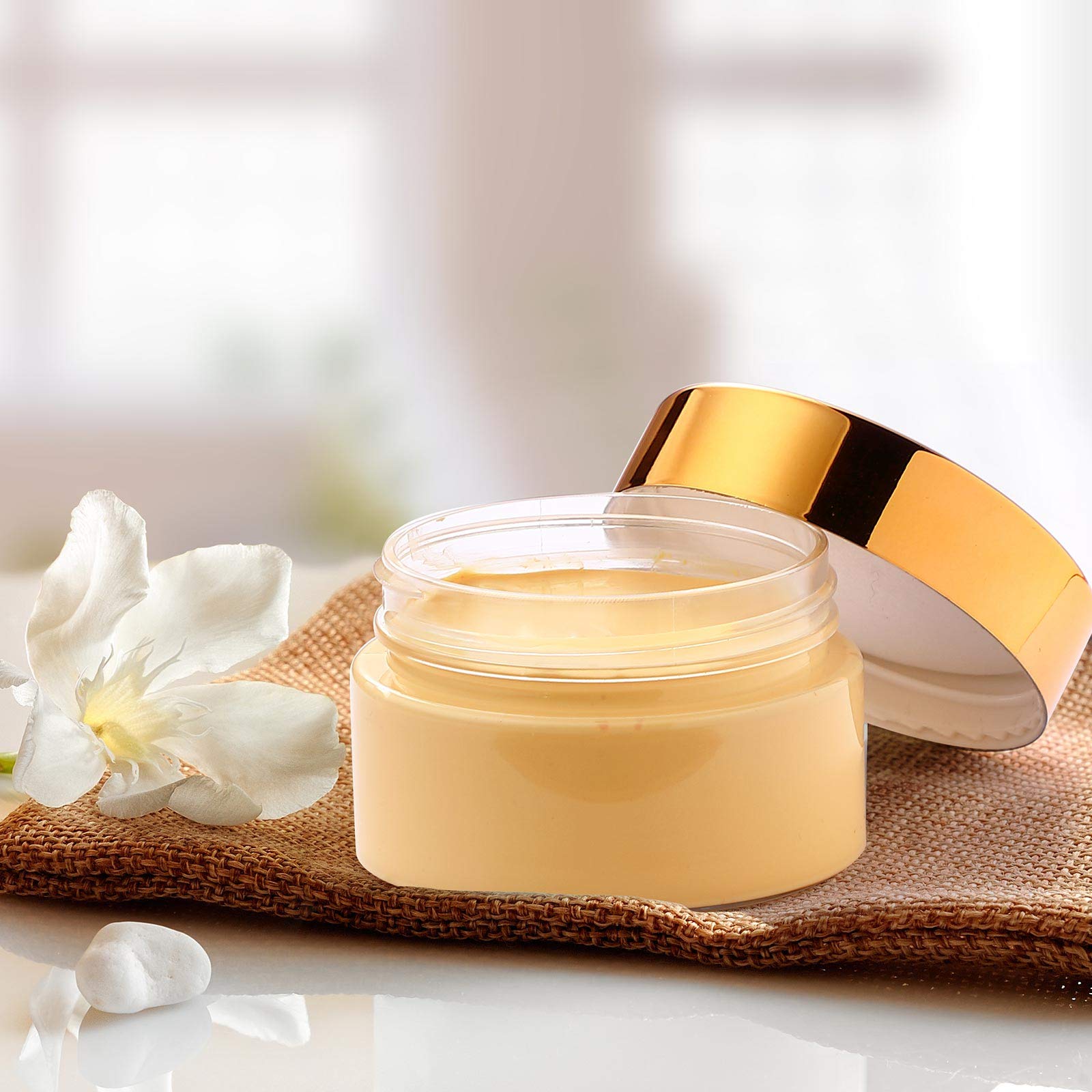 SATINIOR 24-Piece Clear Plastic Jars with Gold Lids - 1 oz Round Wide-Mouth Storage Containers for Cosmetics, Creams, Lotions, DIY Crafts & Food | Perfect for Home Organization, Travel & Small Business Packaging