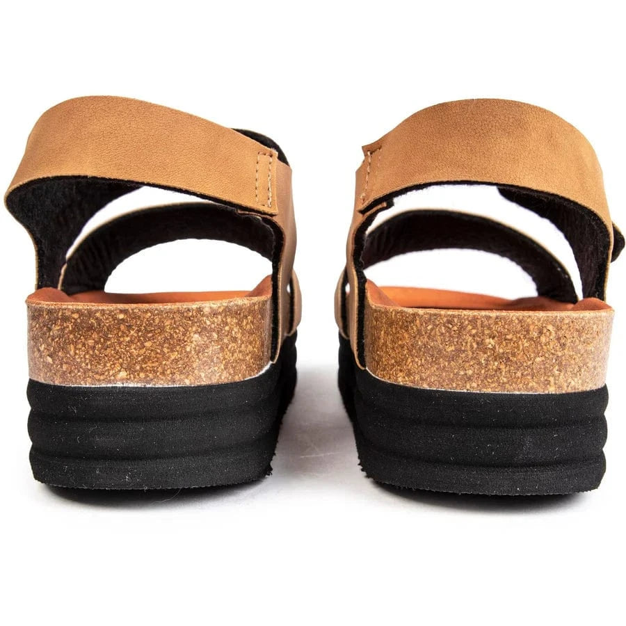 Clove Women's Vegan Flatform Sandals - Comfortable & Stylish Caramel Color Summer Shoes for Beach, Travel & Casual Outfits