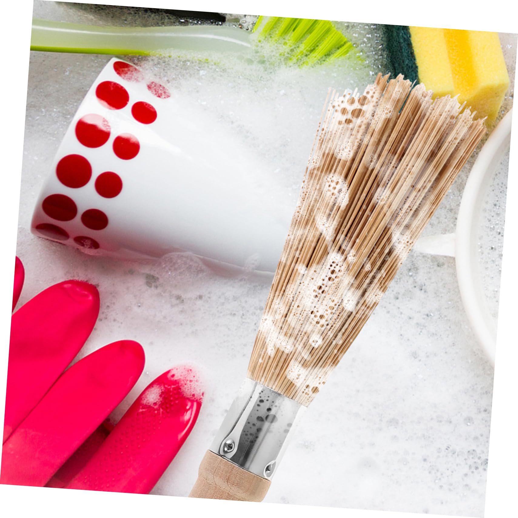 Bamboo Wok Brush Set - 2pcs Kitchen Cleaning Tools for Nonstick Pans