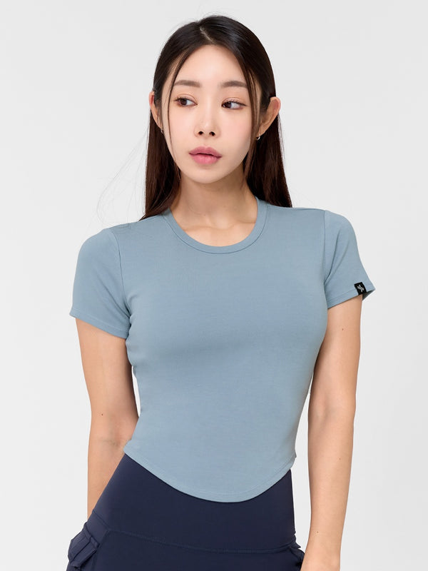 Soft Tension Round Crop Top for Women - Stretchy Comfort Fit Summer Fashion T-Shirt | Perfect for Yoga, Beach & Casual Outfits