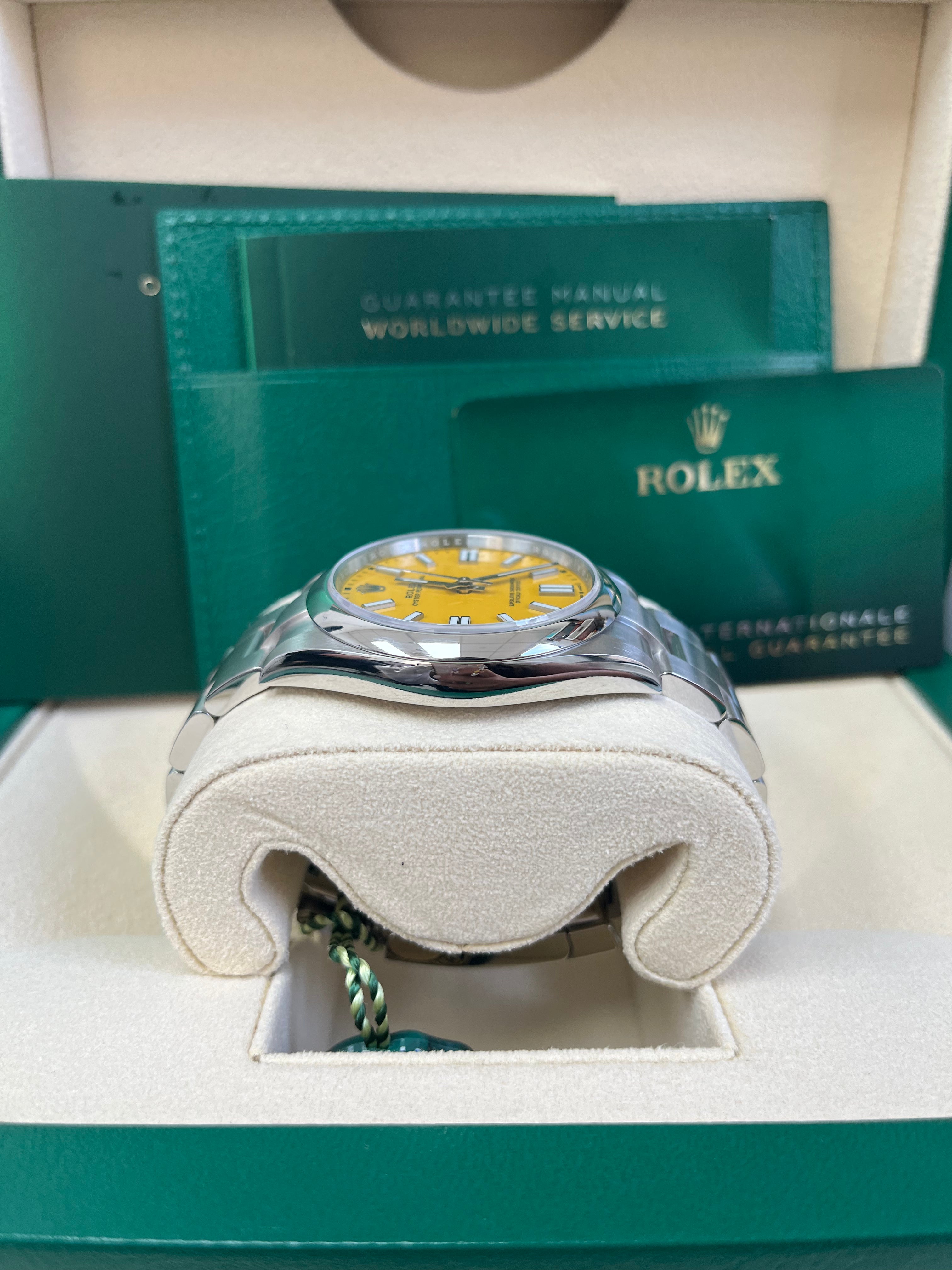 Rolex Oyster Perpetual 41 Watch - Stainless Steel Case, Sunflower Yellow Dial, Oyster Bracelet (Ref# 124300) | Luxury Men's Dress Watch for Business & Formal Occasions