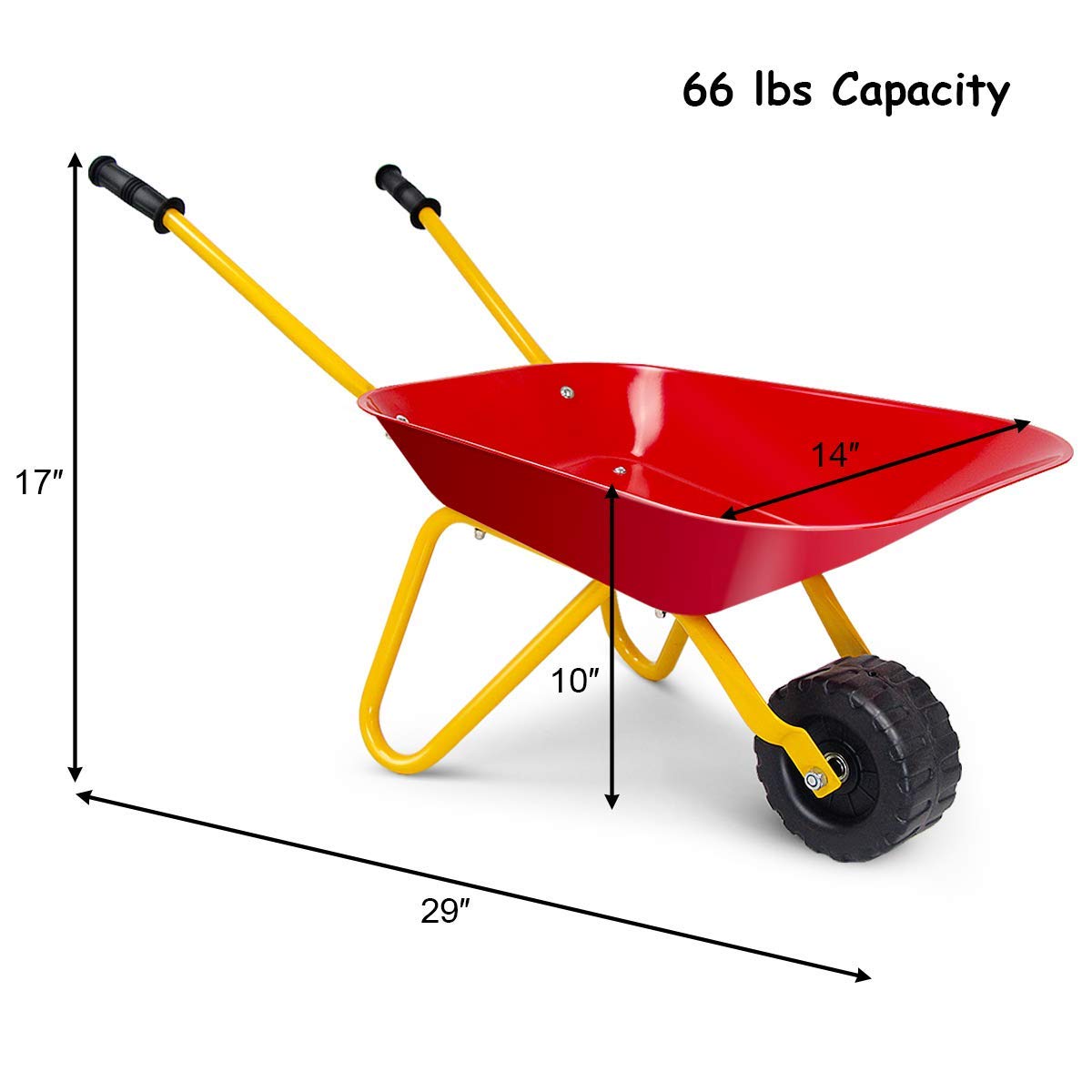 Nightcore Kids Metal Wheelbarrow - Durable Steel Construction Toy Cart for Toddlers, Red Yard Rover with Steel Tray - Perfect for Carrying Dirt, Tools & Leaves in Garden Play - Outdoor Gardening Pretend Play Toy for Children