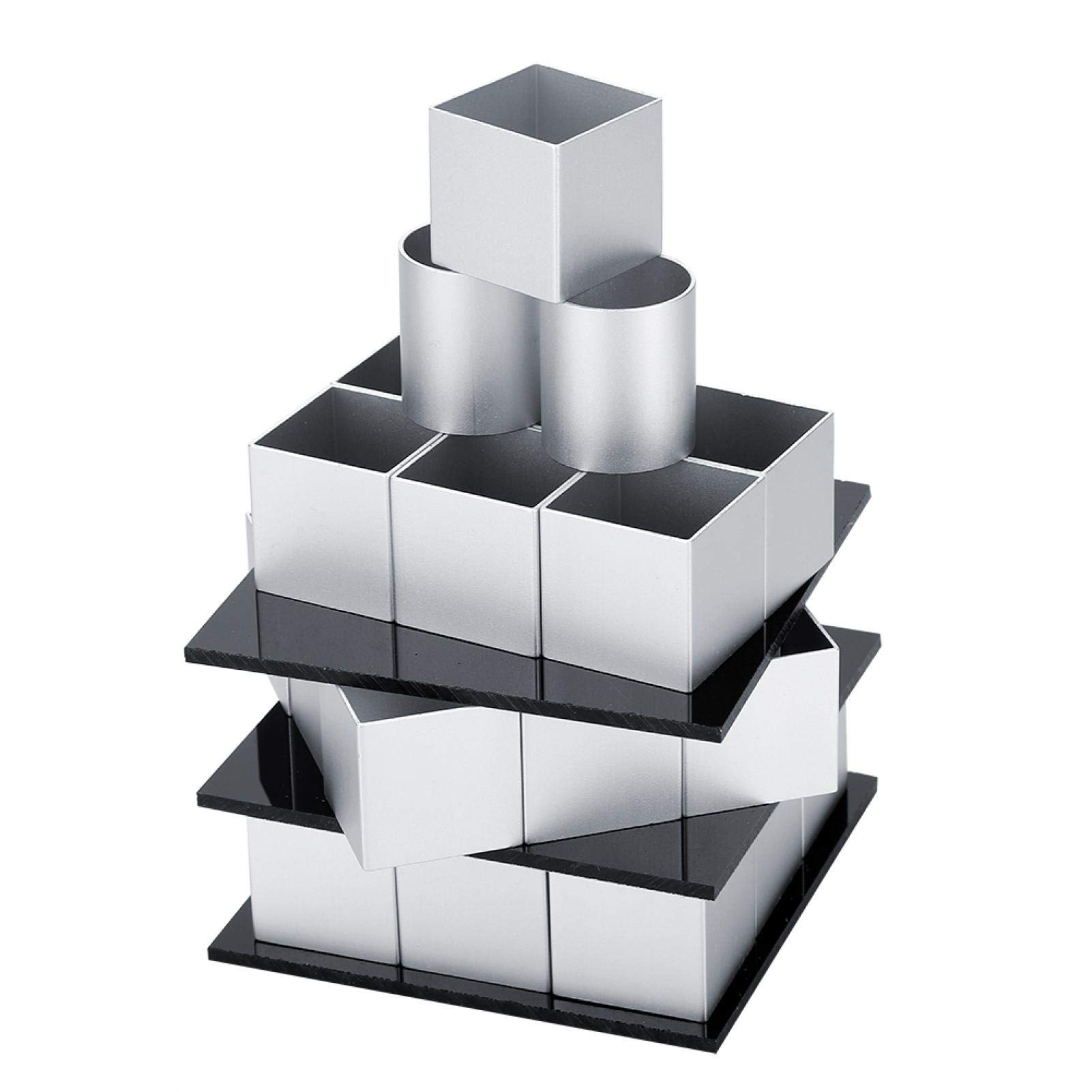 AUNMAS 3D Metal Cube Cake Mold - Aluminum Alloy Three-Layer Rotating Mousse Cake Pan for Baking, Dessert Making & Party Decorations | Perfect for Birthdays, Weddings & Special Occasions