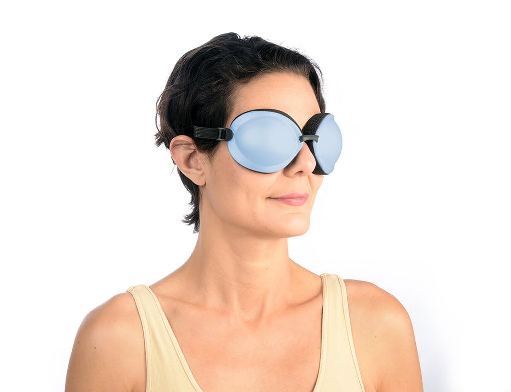 Eye Eco Tranquileyes XL Advanced Warm Compress - Dark Eye Mask for Dry & Irritated Eyes Relief | Soft Comfort Sleep Aid | Microwavable Beads & Self-Heating Instant Warmth - Blue | Perfect for Nighttime Relaxation, Travel & Stress Relief