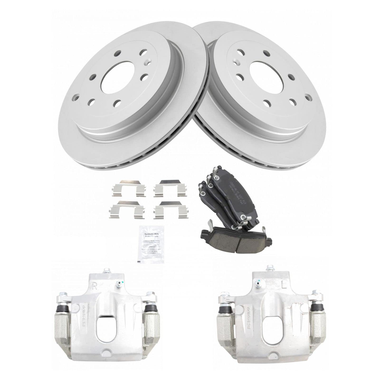 High-Performance Rear Ceramic Brake Pads & Coated Rotors Caliper Kit for Chevy Silverado, Tahoe, Suburban - Perfect for Heavy-Duty Towing, Off-Roading & Daily Commuting