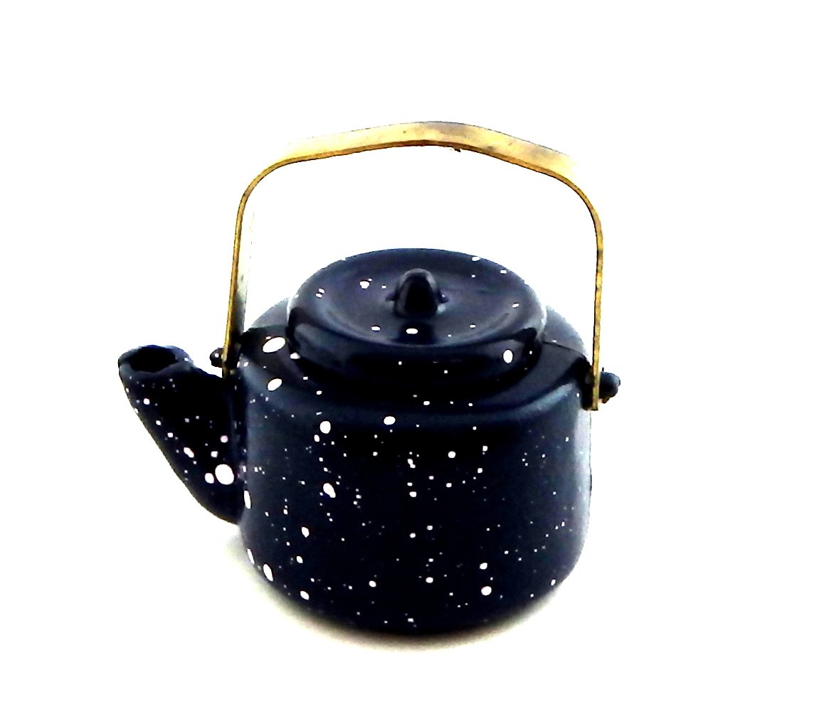 Miniature Blue Kettle for Dollhouse Kitchen Accessories | 1:12 Scale Collectible | Perfect for Dollhouse Decor, DIY Crafts & Miniature Scenes