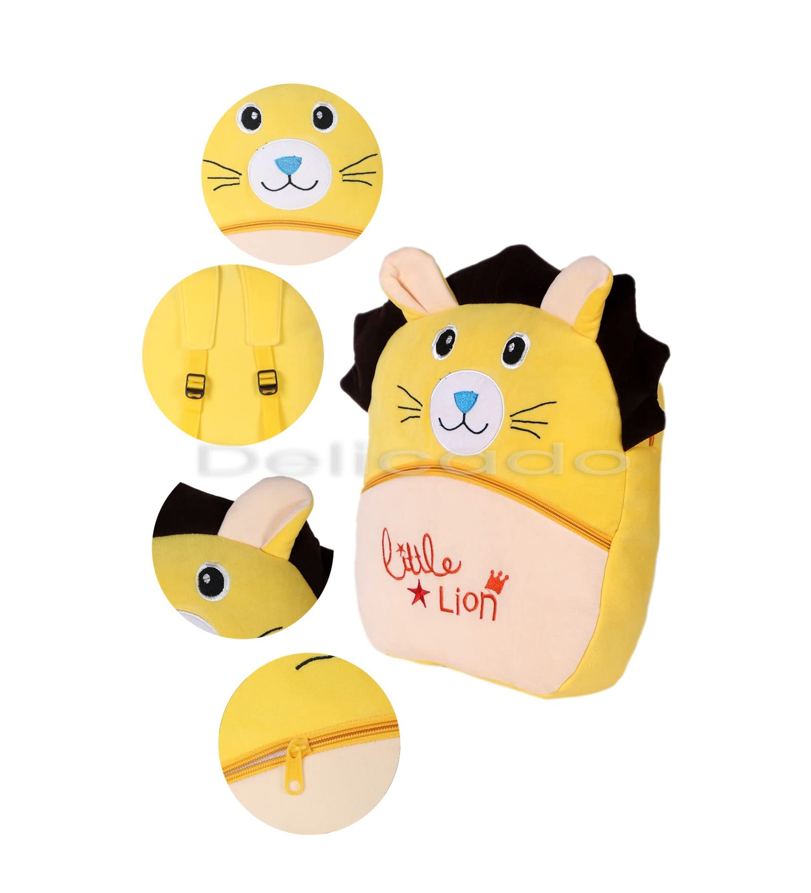 Cute Small Toddler Backpack for Kids Age 1-5 - Preschool & Travel Bag for Boys & Girls - Lightweight Mini School Backpack with Cartoon Design (Yellow Little Lion) - Perfect for Nursery, Daycare, Picnic & Family Trips