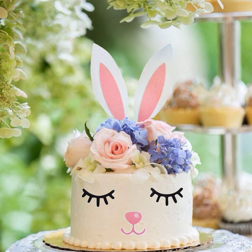Happy Birthday Cake Topper Set - Adorable Little White Rabbit Cake Decorations for Birthday Parties, Baby Showers & Special Celebrations