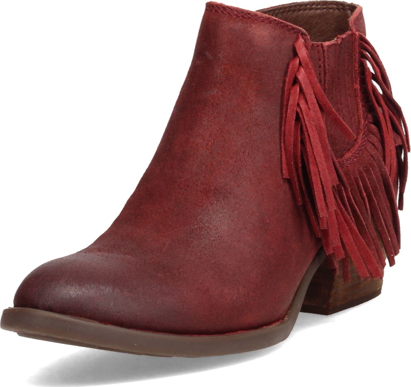 BORN Danni Women's Dark Red Leather Boots Size 8 M (US) - Stylish Ankle Boots for Fall & Winter Fashion