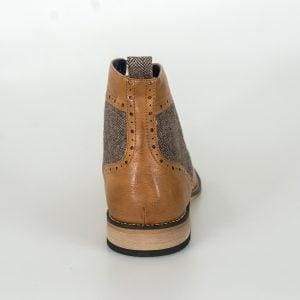 Cavani Sherlock Tan Men's Leather Tweed Boots - Stylish & Durable Winter Boots for Outdoor Hiking & Casual Wear
