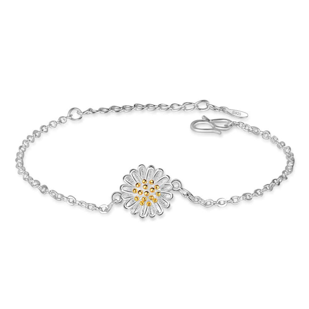 Daisy Flower Bracelet & Anklet Set - Fashionable Silver Plated Jewelry for Women & Girls | Perfect for Summer Outfits, Beach Parties & Boho Style Accessories