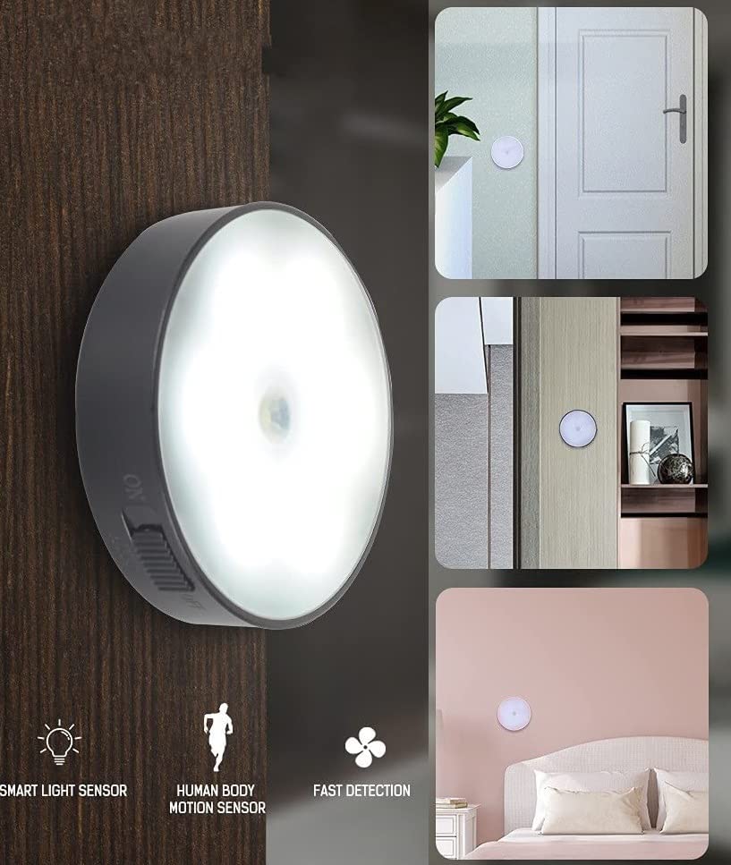 V88R® Motion Sensor Night Light - Battery Powered LED Stick-On Wall Light for Hallway, Garage, Bathroom, Cabinet - Auto On/Off for Safety & Convenience - Perfect for Bedrooms, Stairs, Closets and Dark Areas