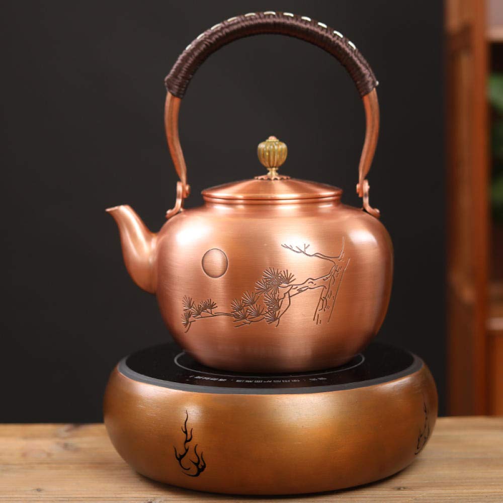 Premium Large Capacity Pure Copper Tea Kettle - Thickened Handcrafted Teapot for Electric & Ceramic Stoves | Perfect for Home Brewing, Tea Ceremonies & Kitchen Decor