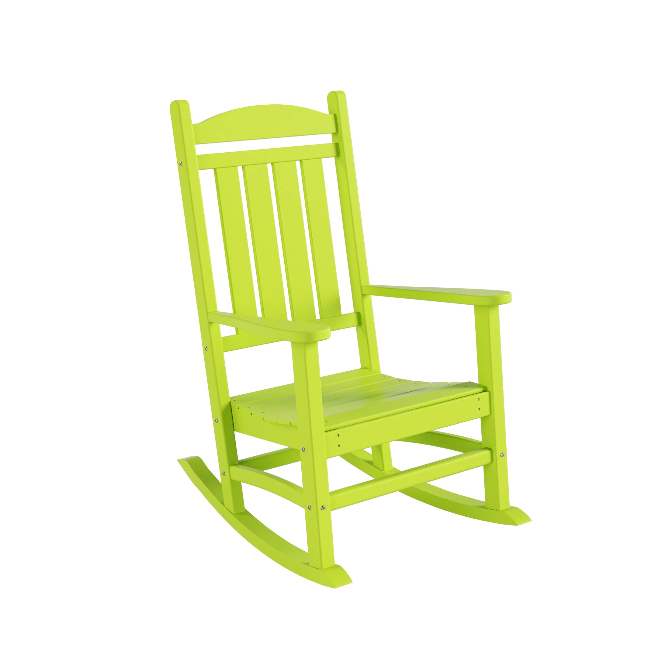 WO Home Furniture Patio Rocking Chair - Farmhouse Style Outdoor HDPE Rocker with UV Weather-Resistant Finish (Lime Green) - Perfect for Porch, Garden, Deck & Backyard Relaxation