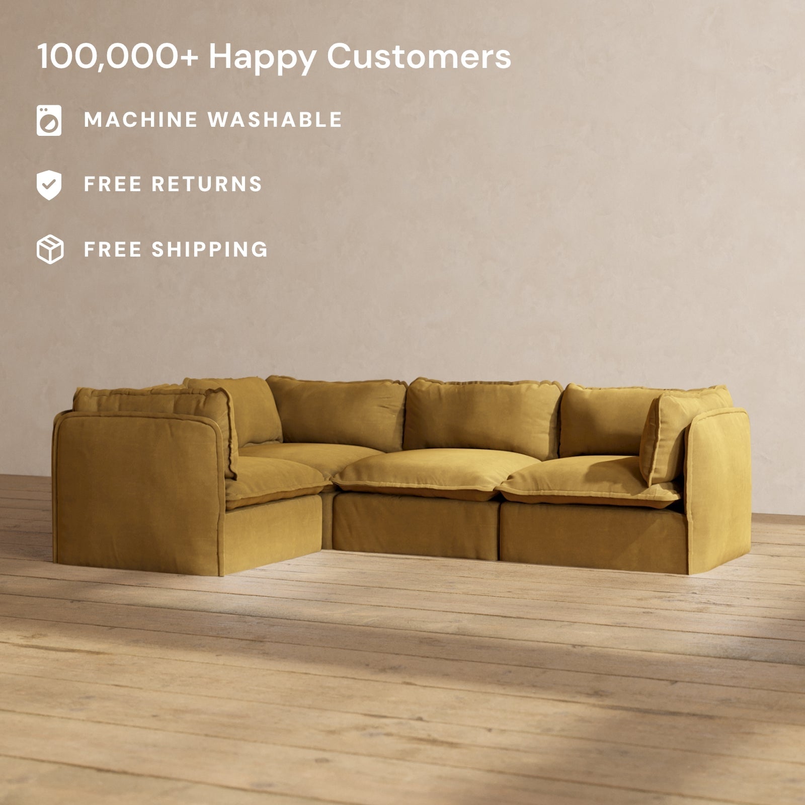 Modular Performance 4-Seater Corner Sectional Sofa in Toffee Brown | Modern L-Shaped Couch for Living Room | Perfect for Family Gatherings & Movie Nights