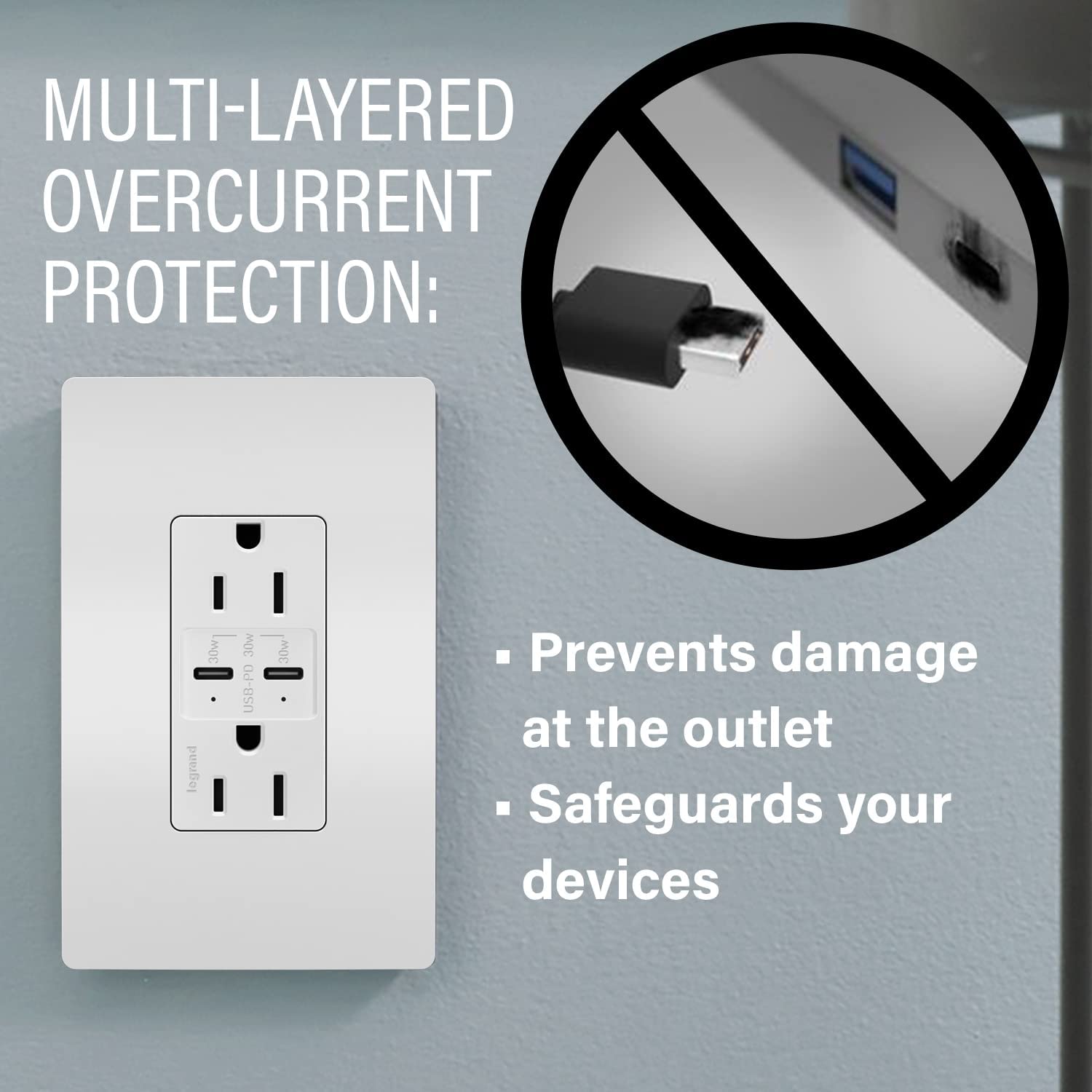 Legrand Adorne 20A Tamper-Resistant Ultra-Fast USB-C Power Outlet with Power Delivery - 4-Pack White (ARTRUSB20PD30W4-4PK) - Perfect for Home Offices, Kitchens & Smart Device Charging