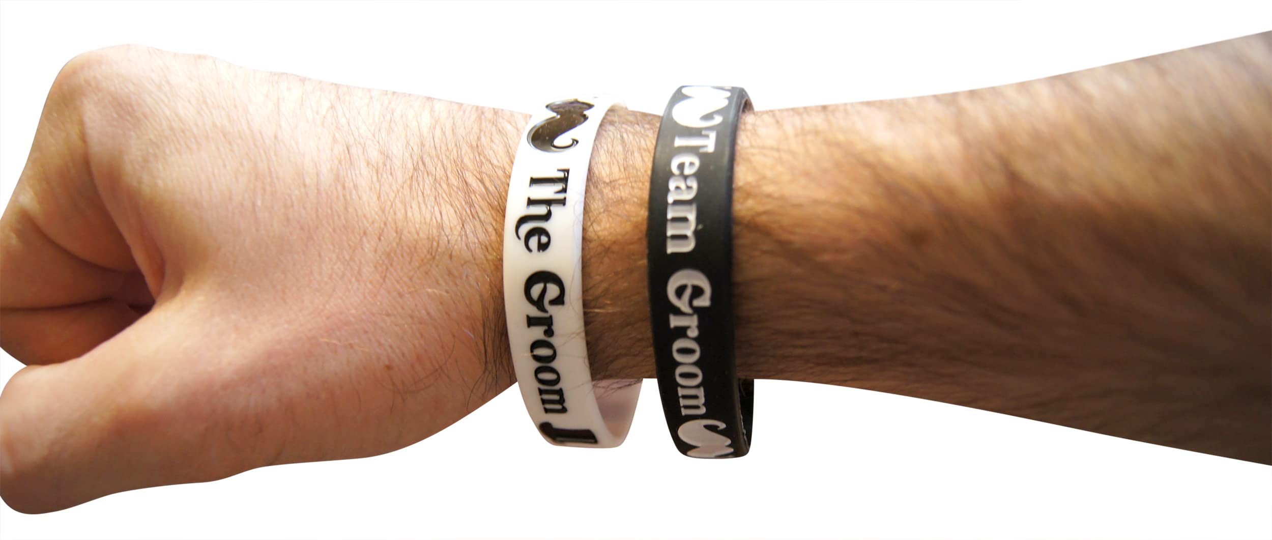 Novel The Groom & Team Groom Wristbands - 11-Piece Black & White Wedding Party Favors for Bachelor Party, Bridal Shower & Rehearsal Dinner - Perfect for Groomsmen, Best Man & Wedding Party Accessories