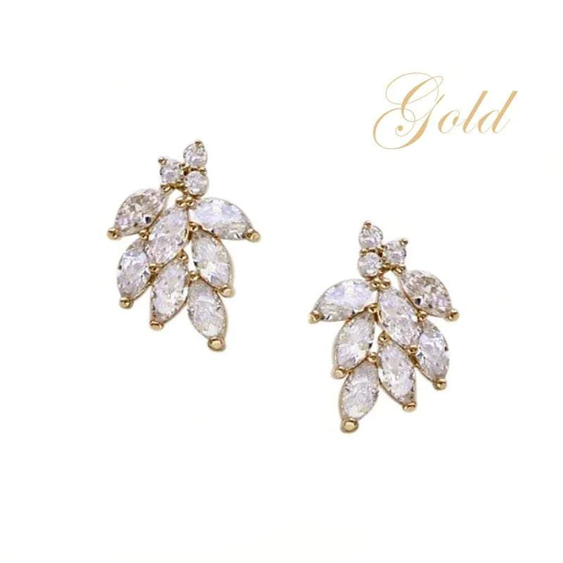 Elegant Gold Crystal Wedding Earrings for Brides - 7296 | Perfect for Bridal Shower, Ceremony & Reception Jewelry