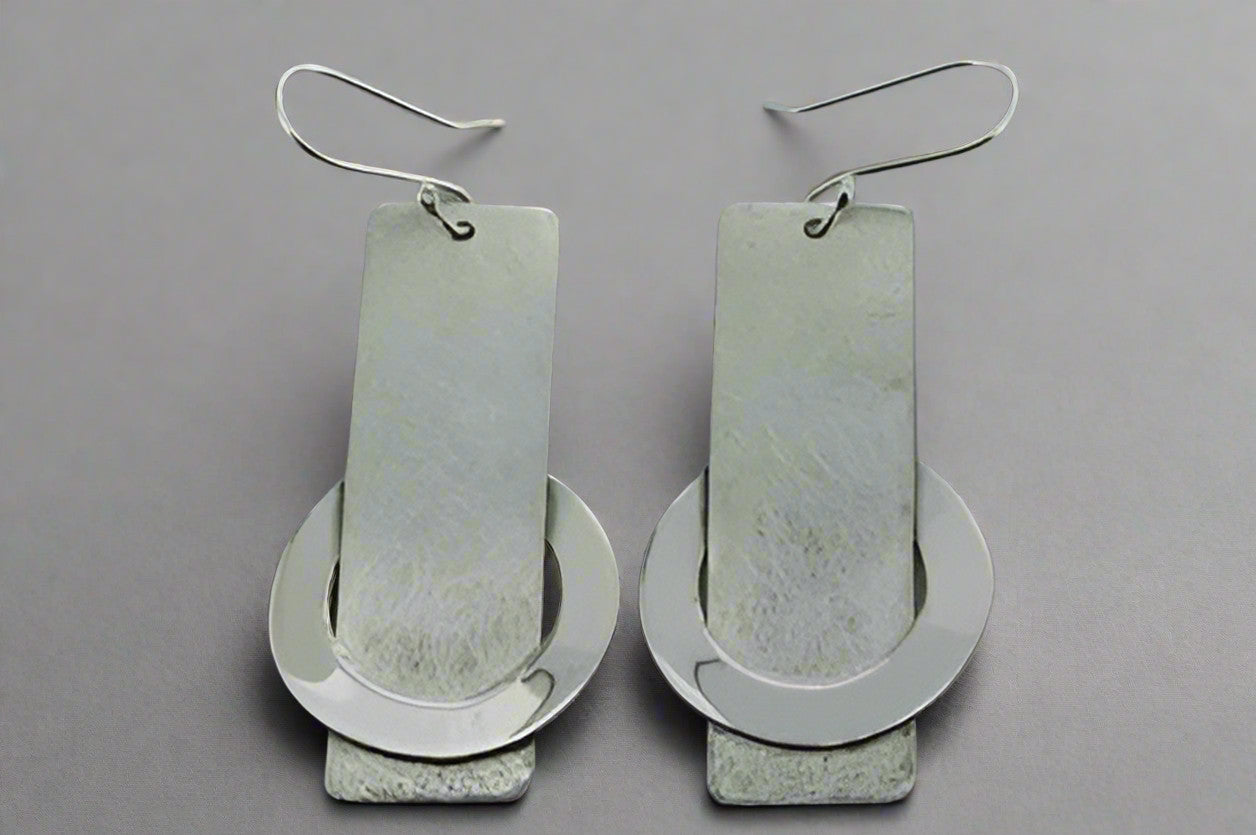 Matte Drop Earrings with Circle Design - Sterling Silver Jewelry for Women | Perfect for Parties, Weddings & Everyday Wear