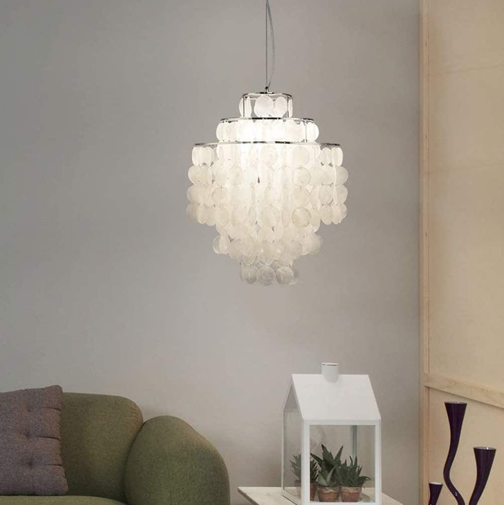 Modern Chandelier for Bedroom - Elegant Shell Ceiling Light with Hundreds of Mother of Pearl Pendants, E27 Base - Perfect for Dining Room, Hallway & Home Decor Lighting