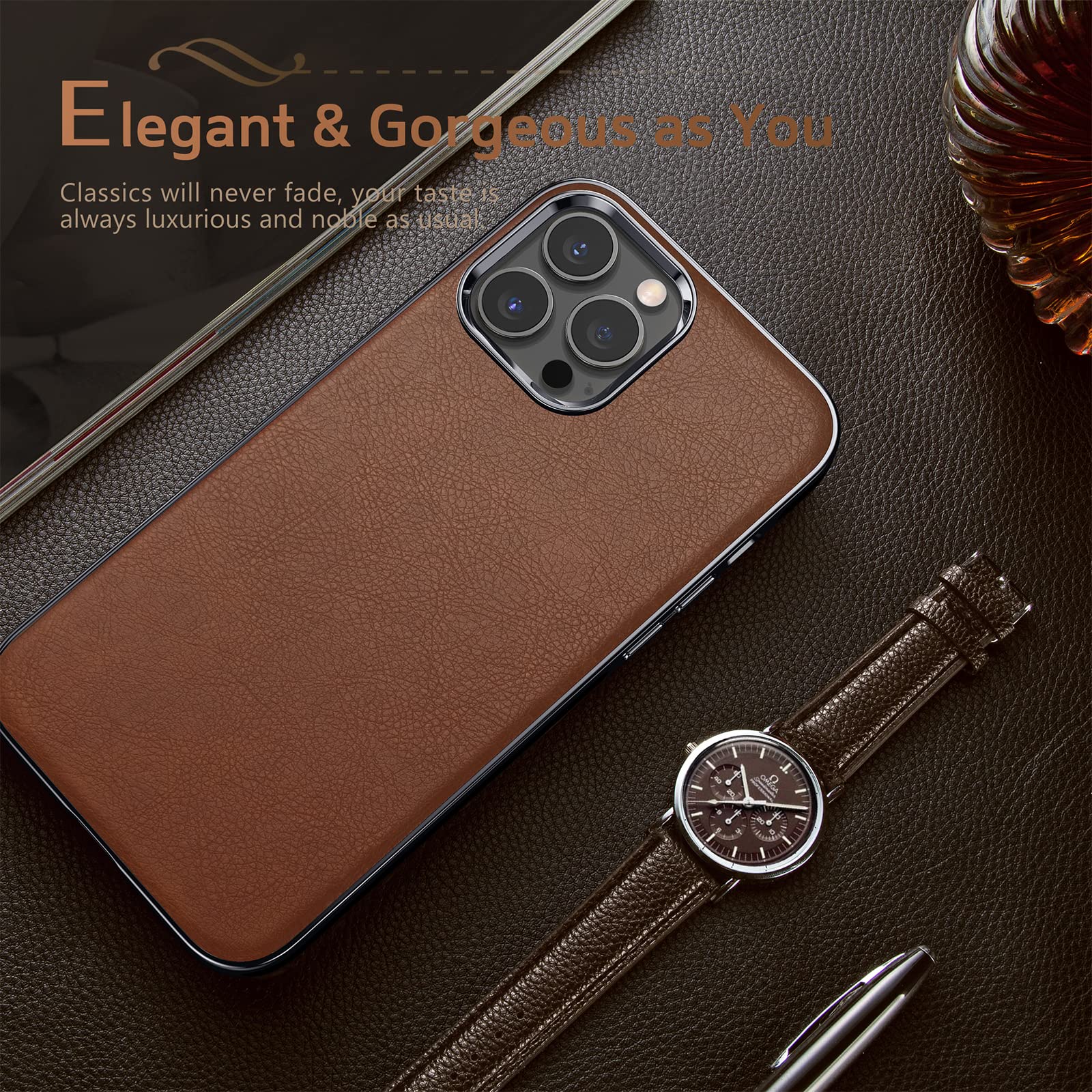 Premium Leather iPhone 13 Pro Max Case - Slim Business Cover with Shockproof Protection | Luxury Elegant Design for iPhone 13 Pro Max 5G 6.7