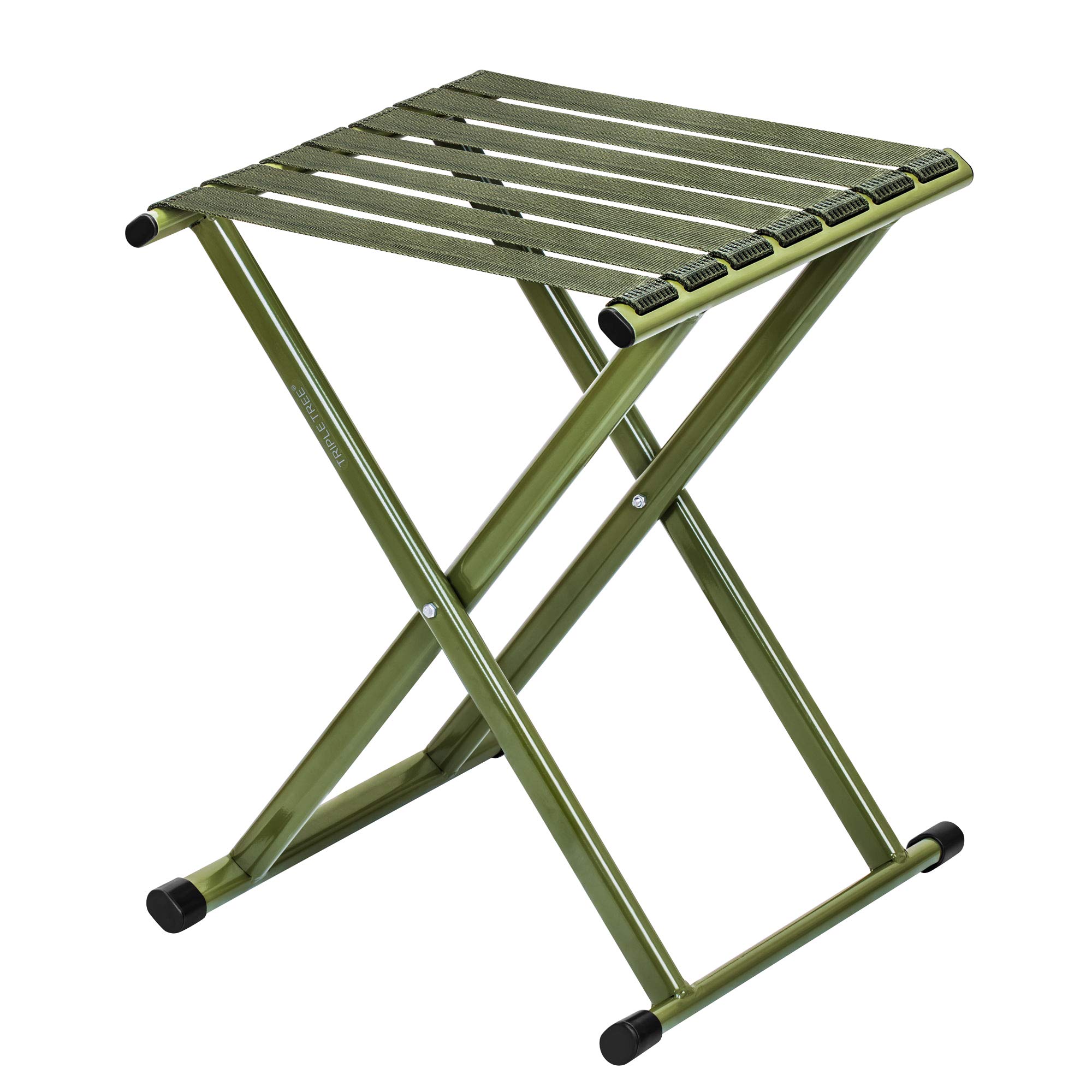 TRIPLE TREE Heavy Duty Folding Stool - 17.8 Inch Portable Camping Chair Supports 600 lbs - Compact Outdoor Stool for Hiking, Fishing, Backpacking & Beach Trips - Perfect for Camping Gear & Outdoor Adventures