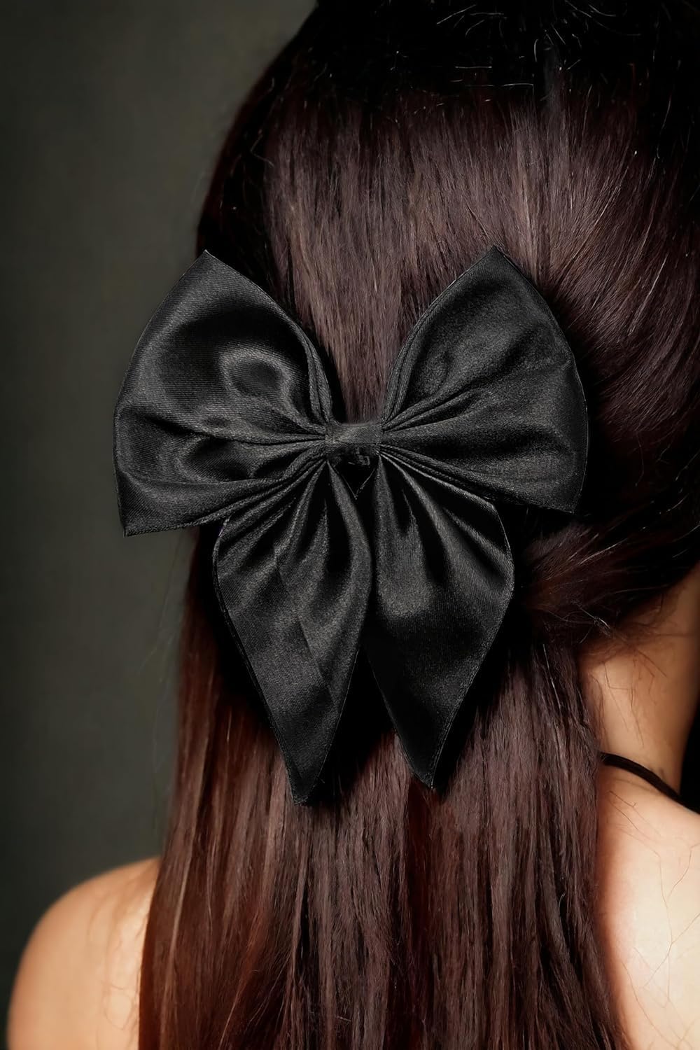 Elegant Black and White Silky Hair Barrettes Bow Clips - 2 Pack for Women & Girls - Perfect for Weddings, Parties & Everyday Styling