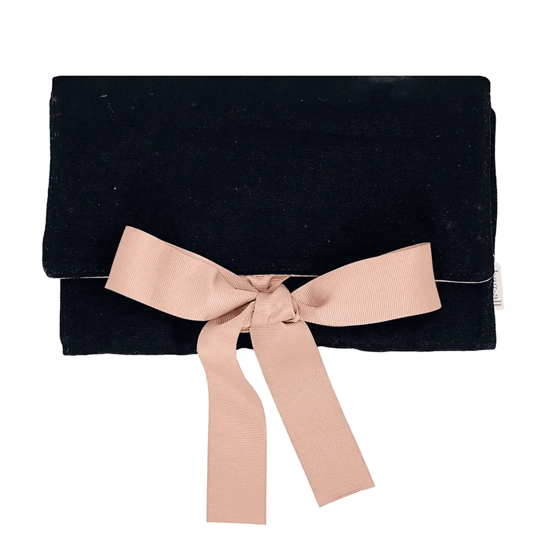 Large Jewelry Roll Travel Pouch - Black Velvet Jewelry Organizer for Necklaces, Rings & Earrings - Perfect for Travel, Vacation & Daily Storage