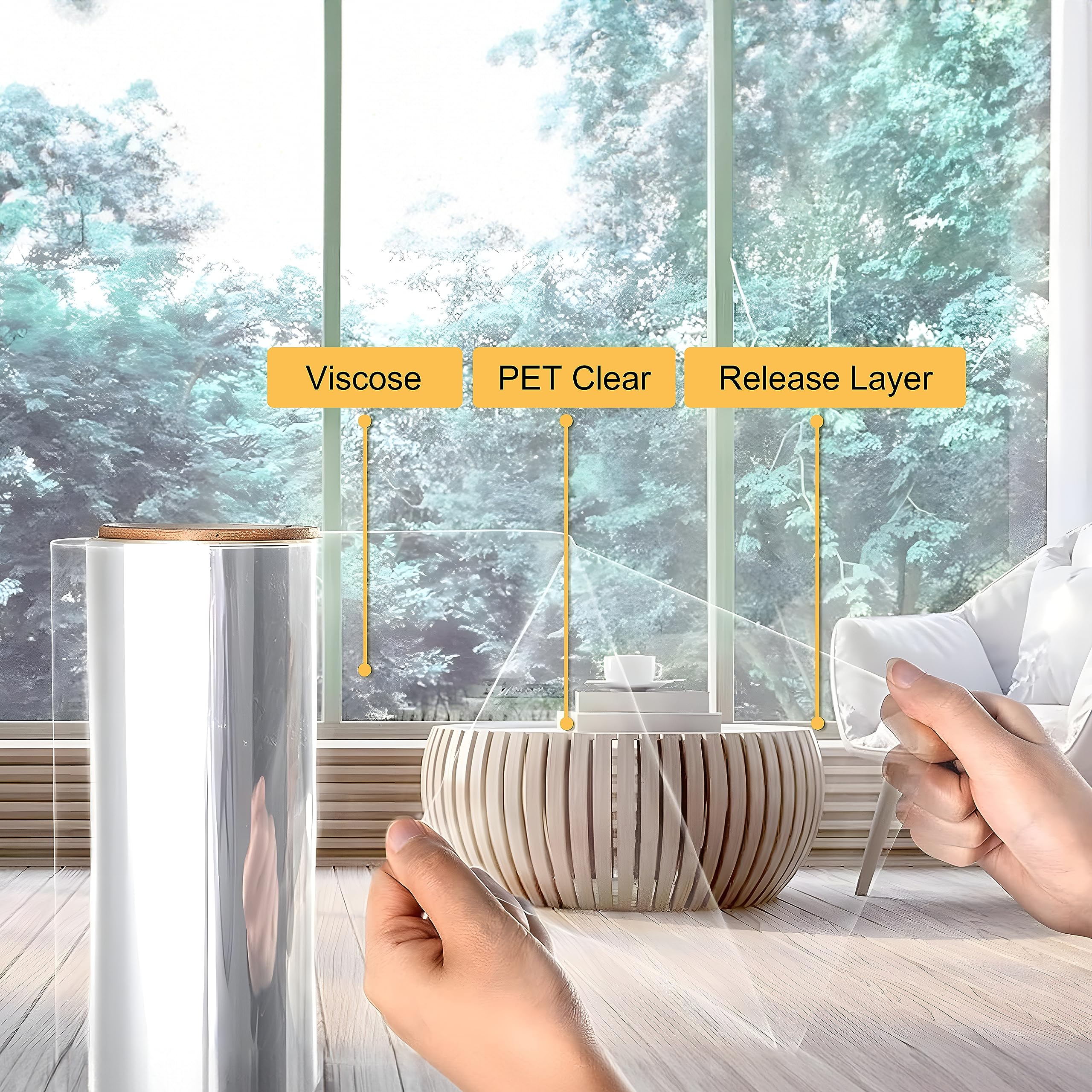 4 Mil Clear Shatterproof Security Window Film - Anti-Shatter Safety Film for Glass Windows, Ideal for Home, Office, and Commercial Use