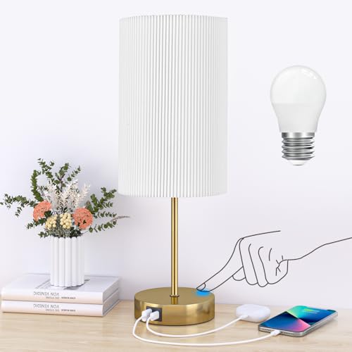 White Pleated-Gold Base