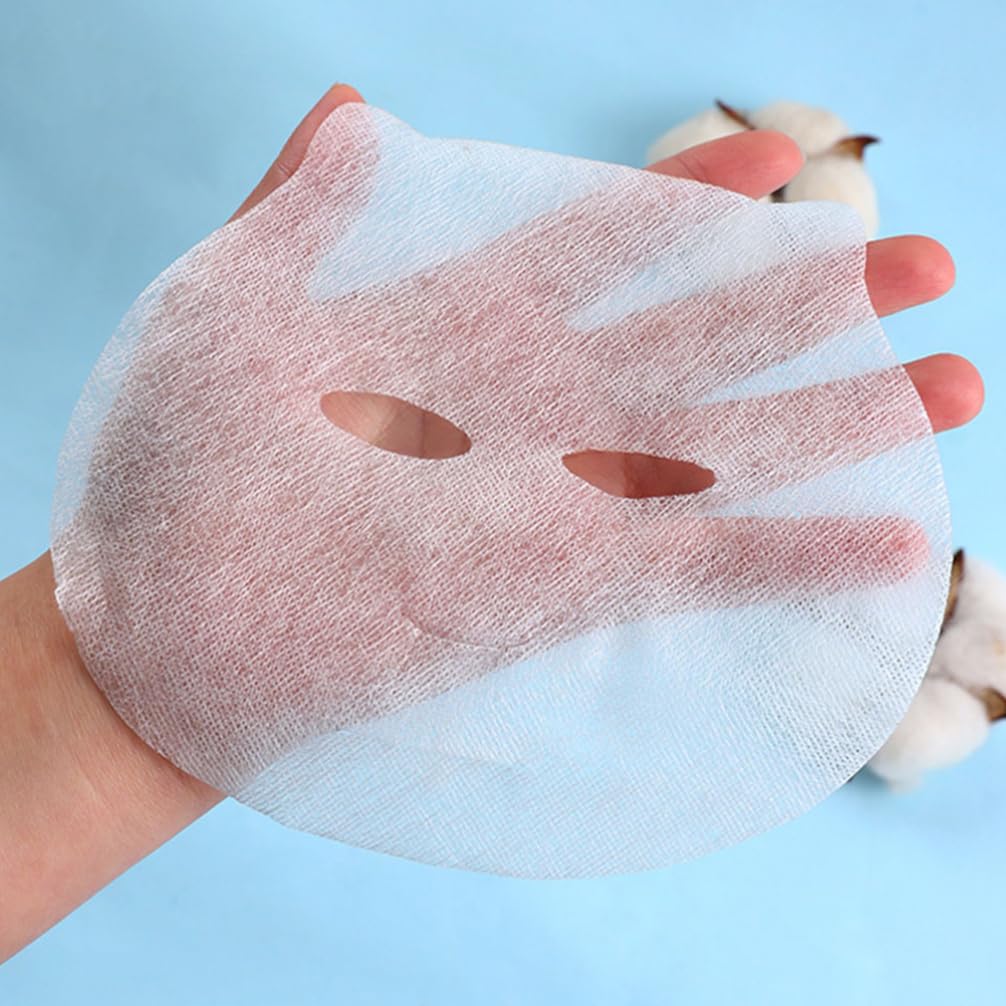 FRCOLOR 50 Pcs Non-Woven DIY Facial Mask Sheets for Skin Care - 15.5cm x 14cm Cosmetic Face Masks - Perfect for Hydration, Brightening & Anti-Aging at Home Spa