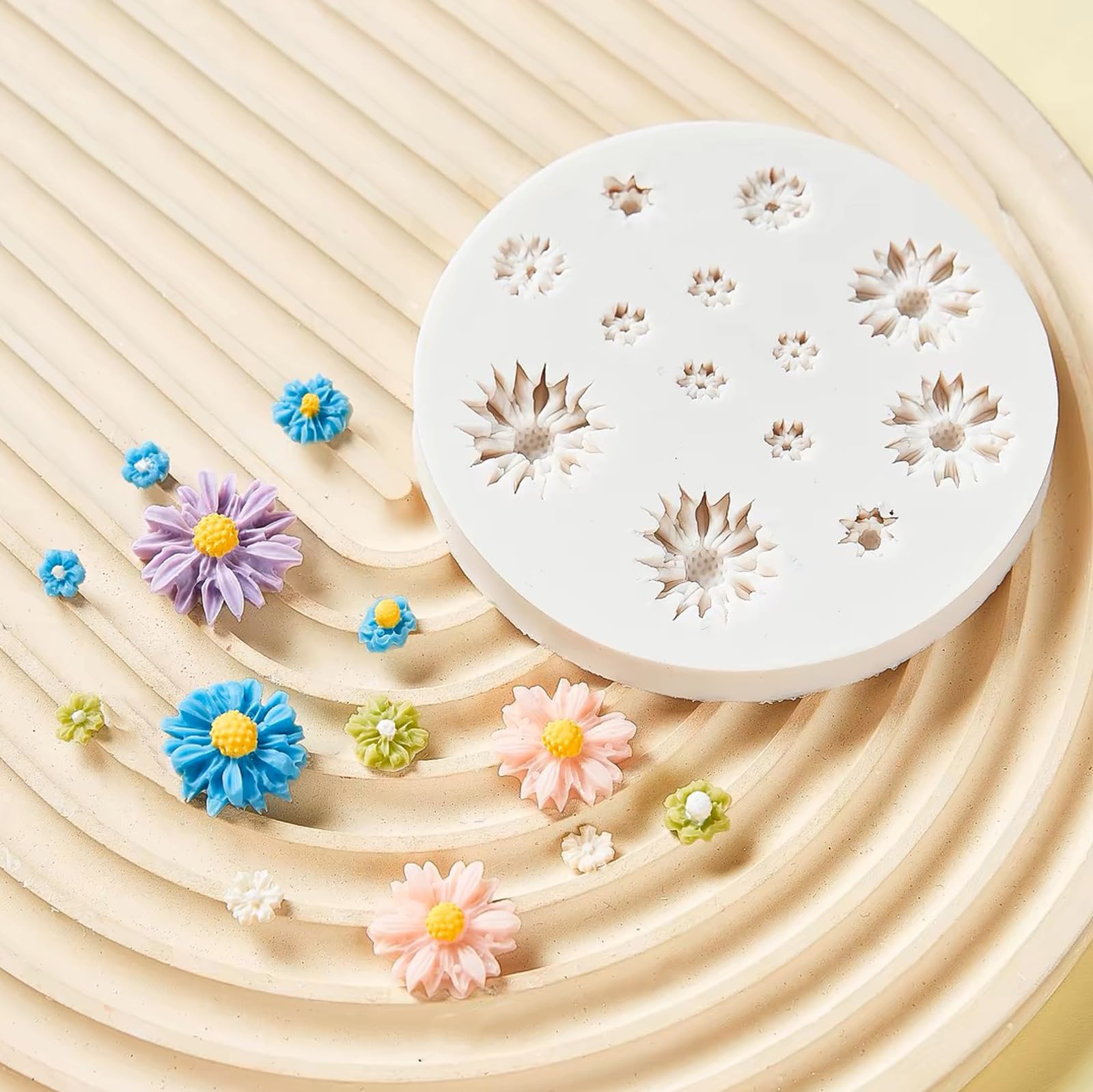 2Pcs Flower Polymer Clay Molds - Daisy Sunflower Rose Silicone Molds for Jewelry Making, DIY Crafts, Resin Art & Home Decor (13Daisy) | Perfect for Earrings, Pendants, Charms & Miniature Creations