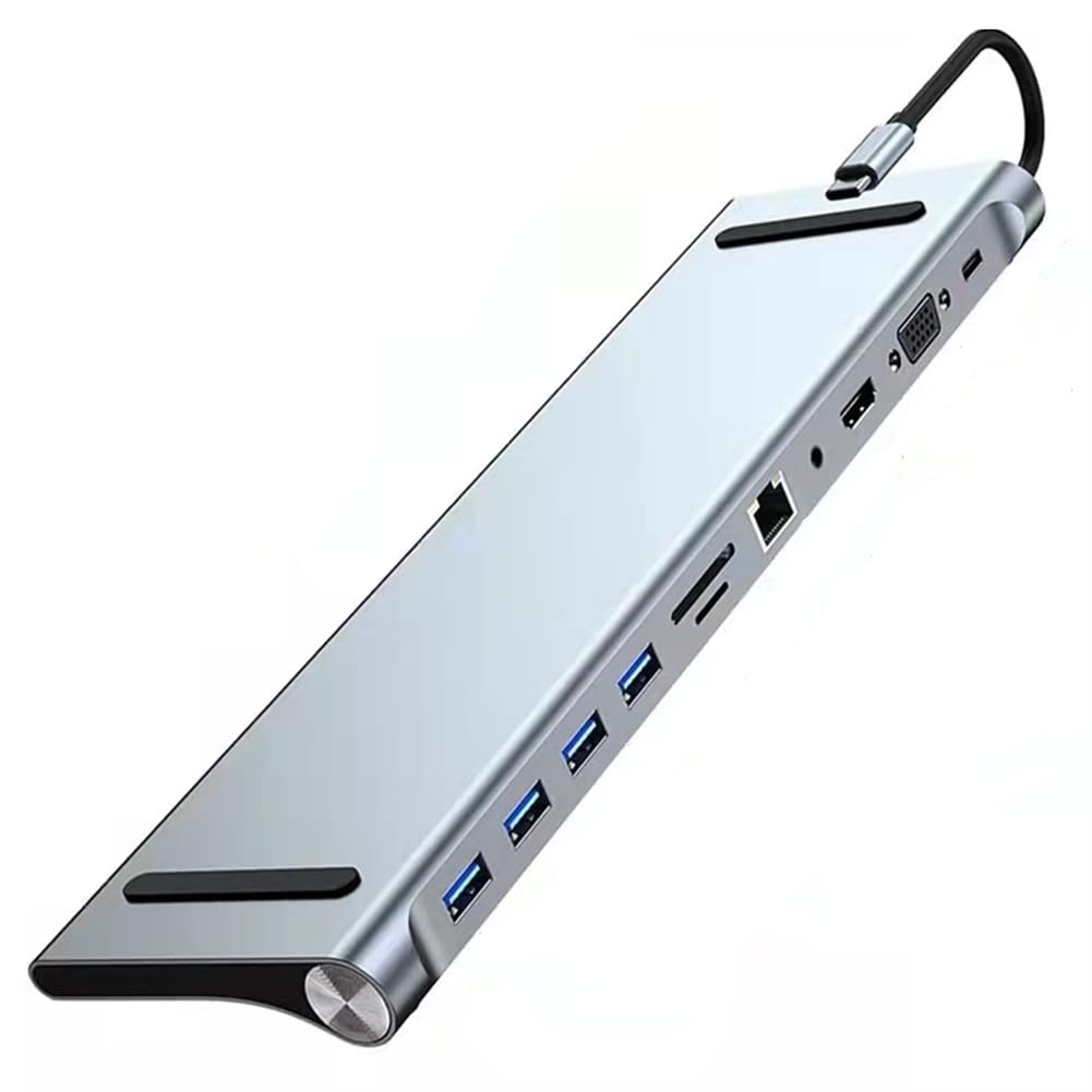 Yomoe 11-in-1 USB C Hub with 4K HDMI, USB 3.0 Ports, Ethernet Adapter, SD/TF Card Reader - Multi-Port USB-C Splitter for MacBook Pro/Air, iPad, Chromebook, Laptop - Perfect for Home Office, Gaming & Travel