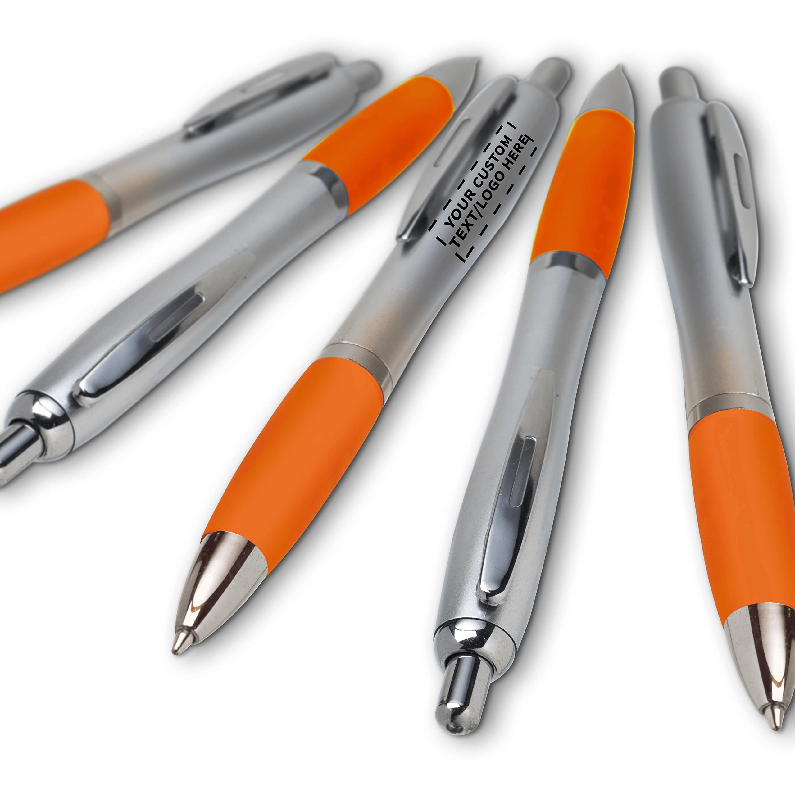 Customized Ergonomic Ballpoint Pens with Rubber Grip - 10 Pack Personalized Click-to-Write Pens with Black Ink for School, Office & Business Use | Bulk Promotional Pens for Students, Teachers & Corporate Gifts