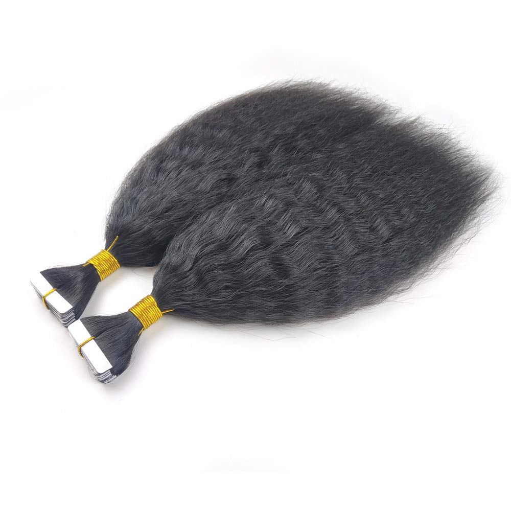 40pcs 100g Natural Tape-in Human Hair Extensions - Kinky Straight Skin Weft for Seamless Blending (16