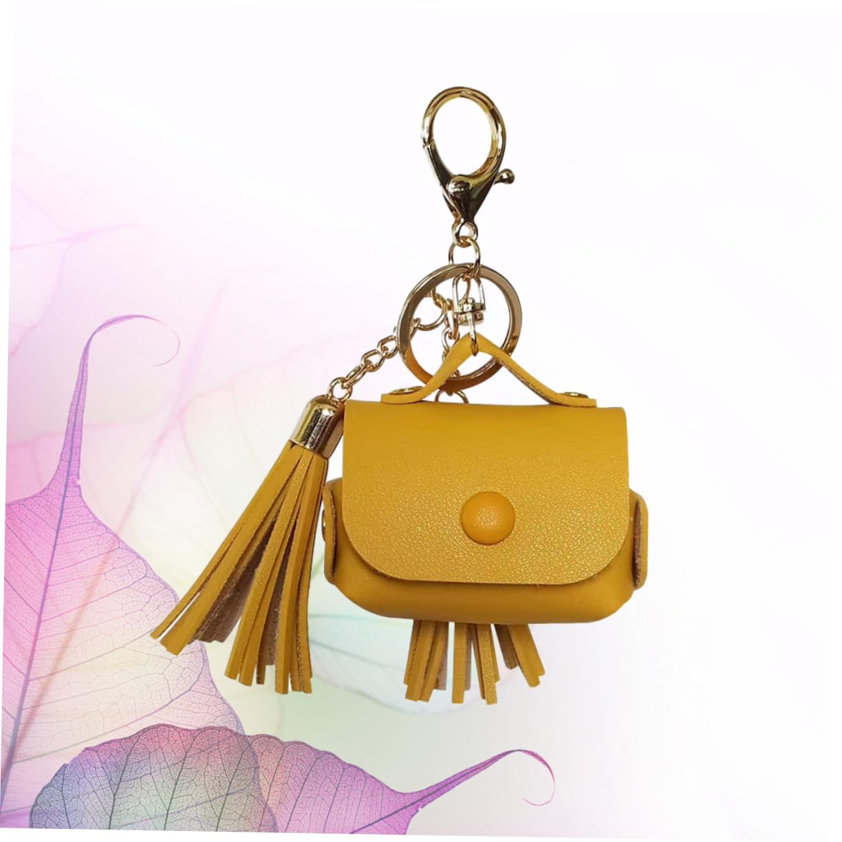 Yardenfun Mini Earphone Case - PU Leather Shockproof Headphone Pouch with Unique Design, Yellow | Perfect for Travel, Gym & Daily Use