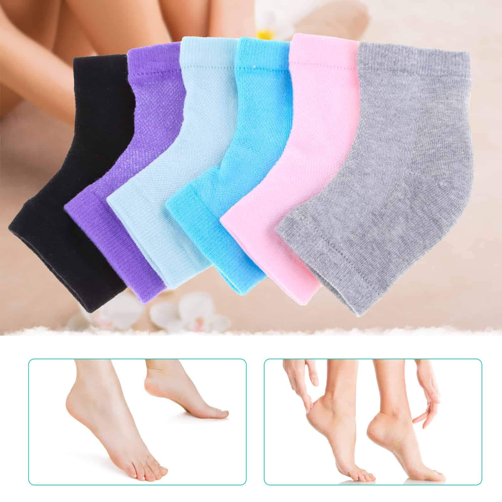 Selizo 6 Pairs Moisturizing Open Toe Socks for Women - Cracked Heel Repair Gel Socks for Dry, Hard Feet - Soft Foot Care with 6 Color Options - Perfect for Overnight Treatment, Pedicures & Relaxation
