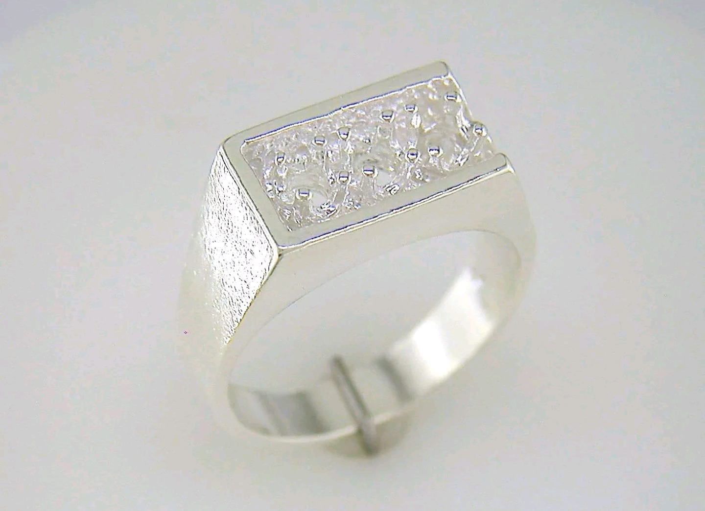 Sterling Silver or 10kt Gold Men's 3 Stone Pre-Notched Blank Nugget Ring - Sizes 9, 10, 11 - Perfect for Wedding Bands, Anniversary Gifts & Everyday Jewelry