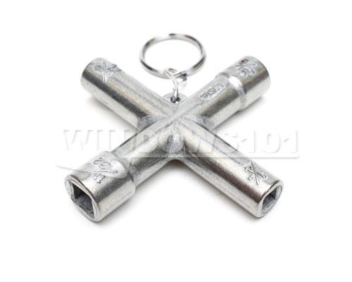4 Way Water Key - Heavy Duty Brass Water Spigot Key for Outdoor Faucets, Garden Hose Bibbs & Utility Valves - Perfect for Plumbers, Homeowners & DIY Projects