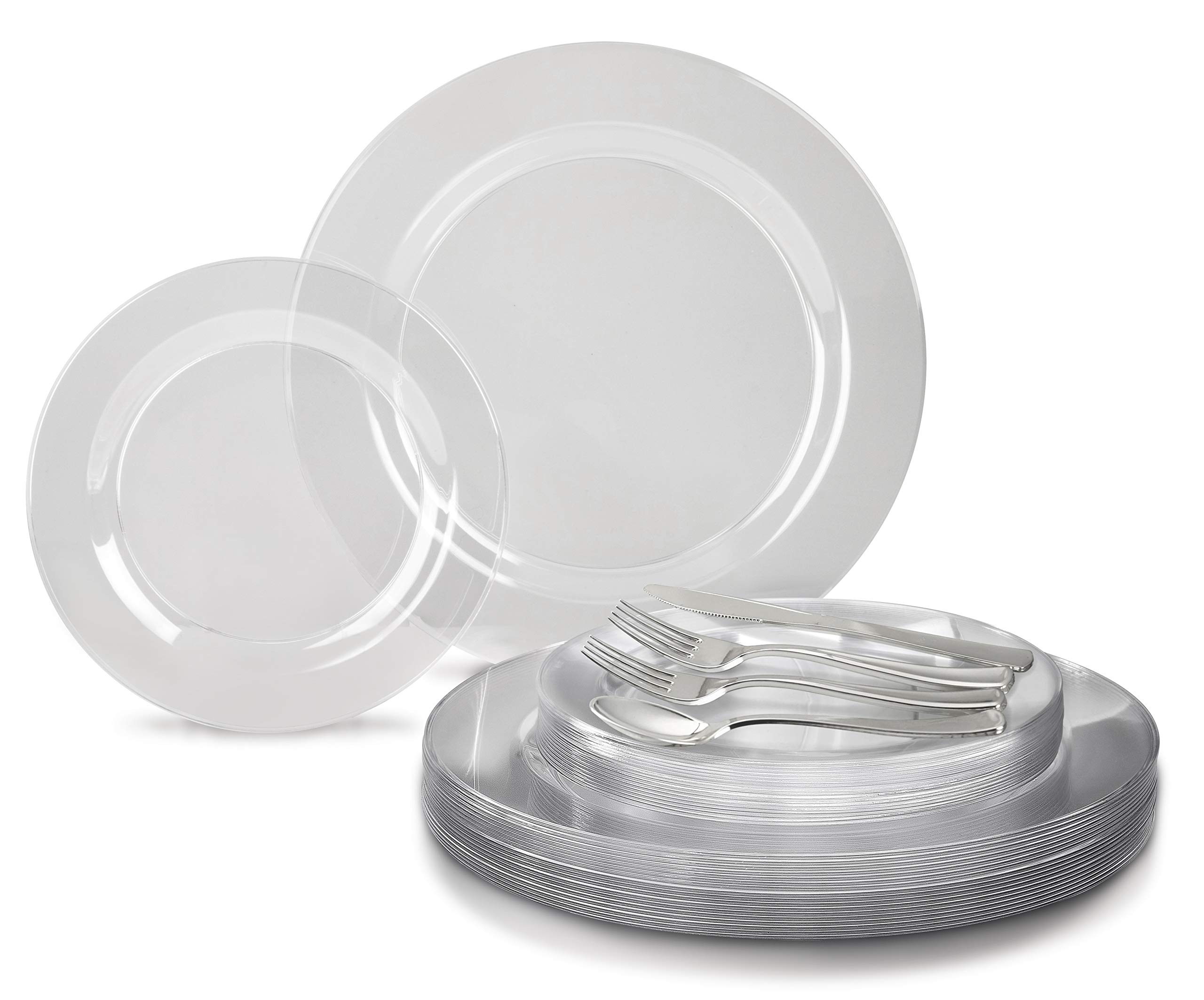 720-Piece Wedding Disposable Plastic Plate & Silverware Set (120 Guests) - 10.5