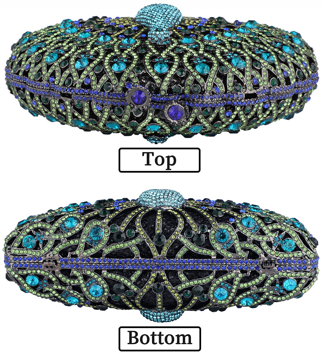 Sparkly Peacock Rhinestone Crystal Evening Clutch Bag for Women - Luxury Wedding Party Purse, Bride Accessory | Perfect for Evening Galas, Prom Nights & Special Occasions