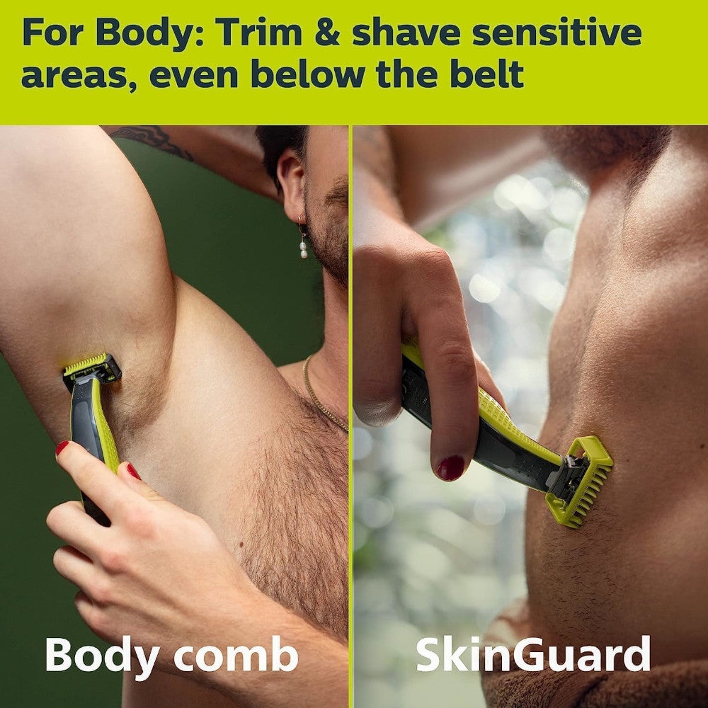 PHILIPS QP2834/20 OneBlade 360 Face & Body Trimmer - All-in-One Grooming Kit for Men's Facial Hair, Beard, and Body Shaving - Perfect for Travel, Gym, and Daily Grooming Routine