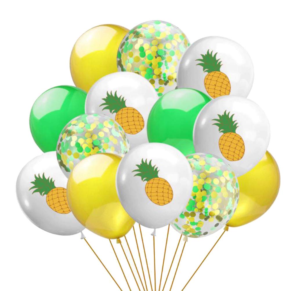PRETYZOOM 15pcs Tropical Party Decorations Set - Sequins Balloons, Hula & Luau Party Supplies, Hawaiian Themed Ornaments for Baby Shower, Birthday, Beach & Summer Celebrations